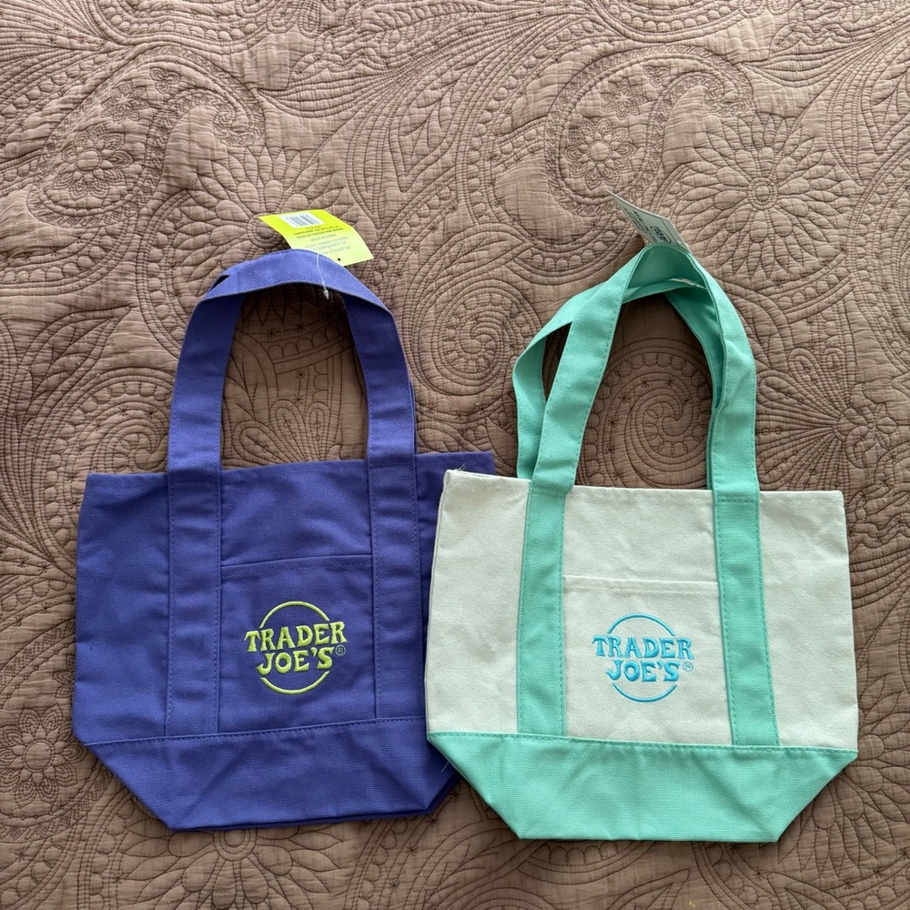 Trader Joe's Mini Canvas Tote Bags 2x